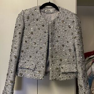 Zara Women's Silver Sequin Blazer